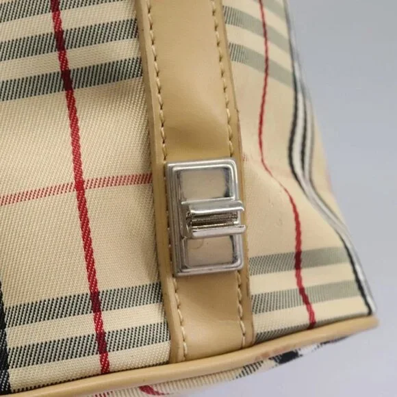 BURBERRY Nova Check Blue Label Shoulder Bag Canvas Beige Silver Auth 113784 - Picture 10 of 15